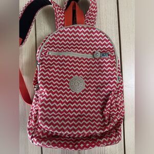 Kipling Seoul Small Backpack red and white zig zag pattern - OS